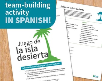 Desert island Spanish printable game, team-building activity