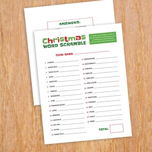 Christmas word scramble, printable holiday word game