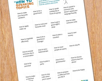 ESL speaking activity, 24 one-minute 'How-to' topics