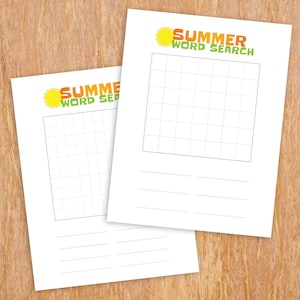 Make your own word search, creative kids summer printable activity