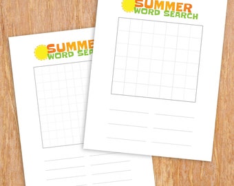 Make your own word search, creative kids summer printable activity
