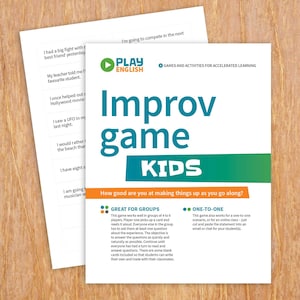 Improv prompt flashcards, speaking activity for kids, ESL-ELL