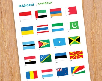 Printable flag game, flag worksheet, advanced version