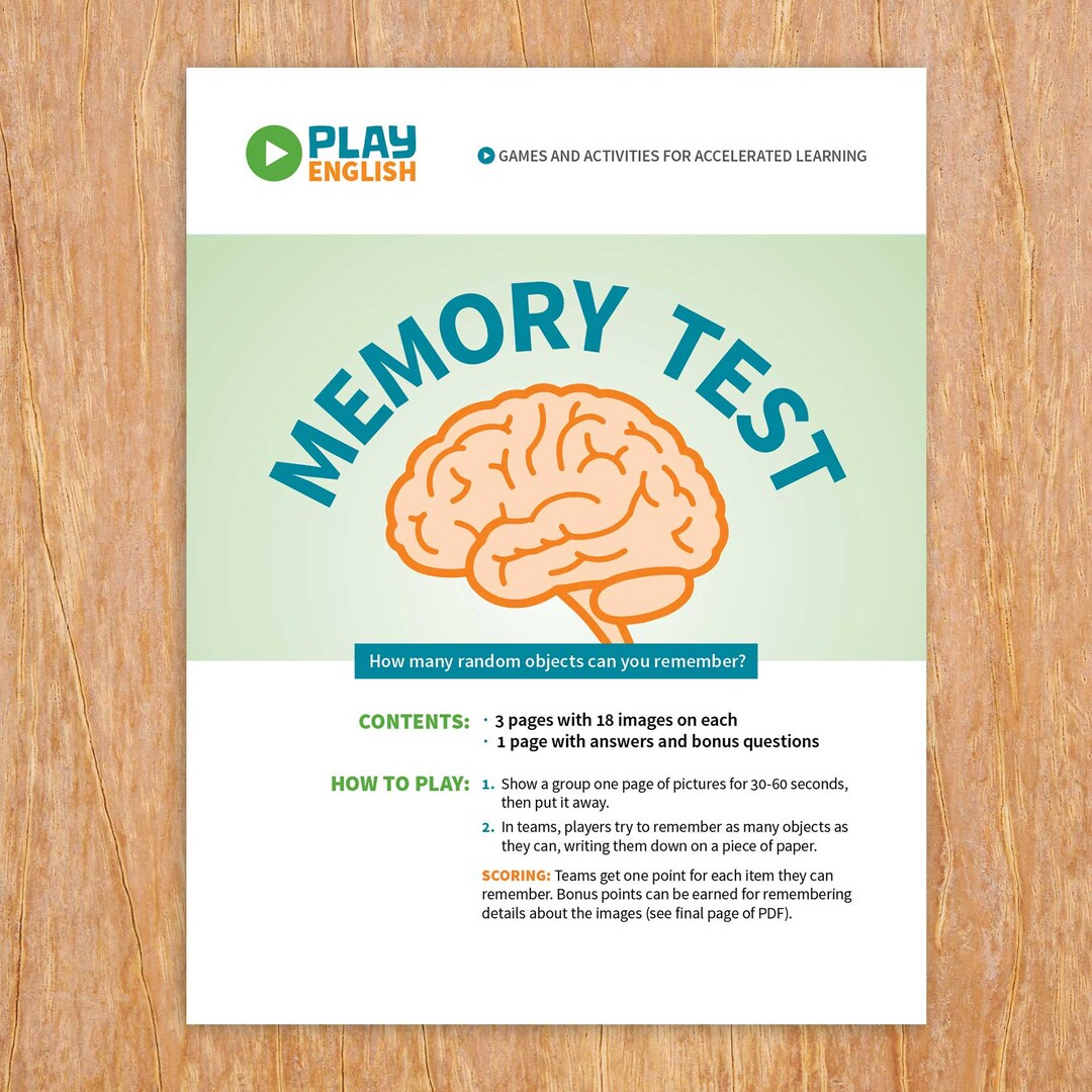 Printable Game, Memory Test, Online Memory Game Etsy