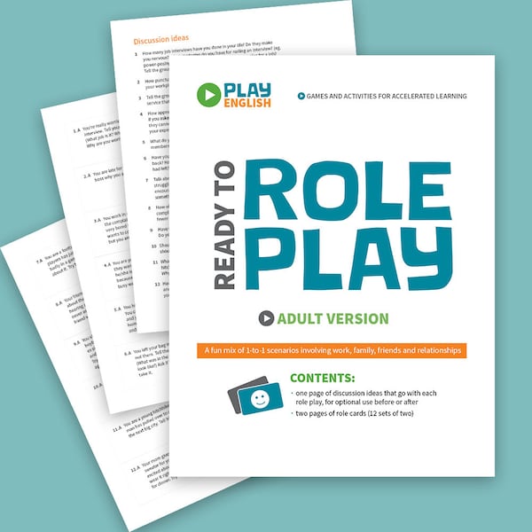 Role playing game, printable card game, ESL activity adults