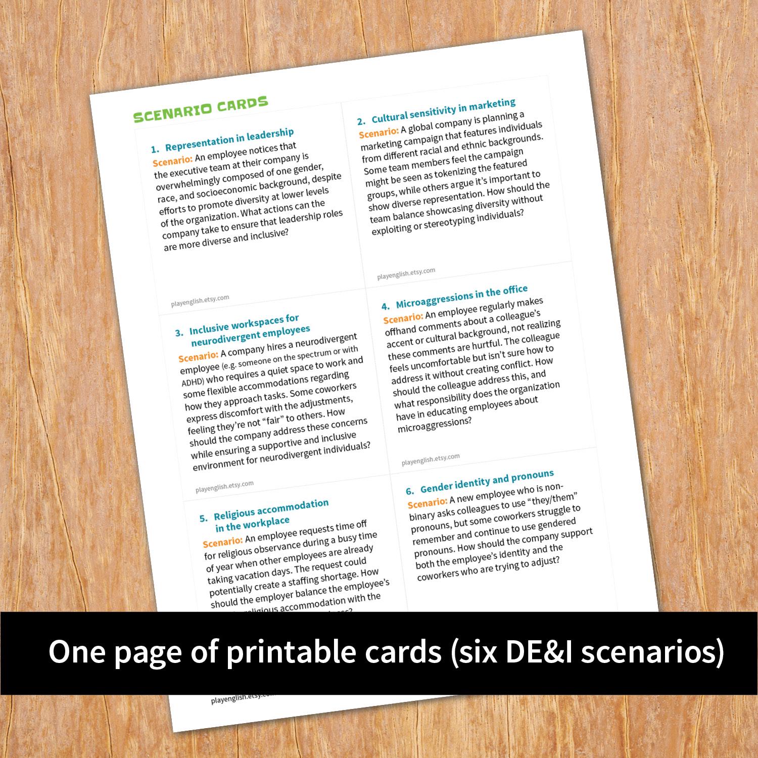Diversity Activity, DEI Scenario Cards, Discussion and Role Play - Etsy