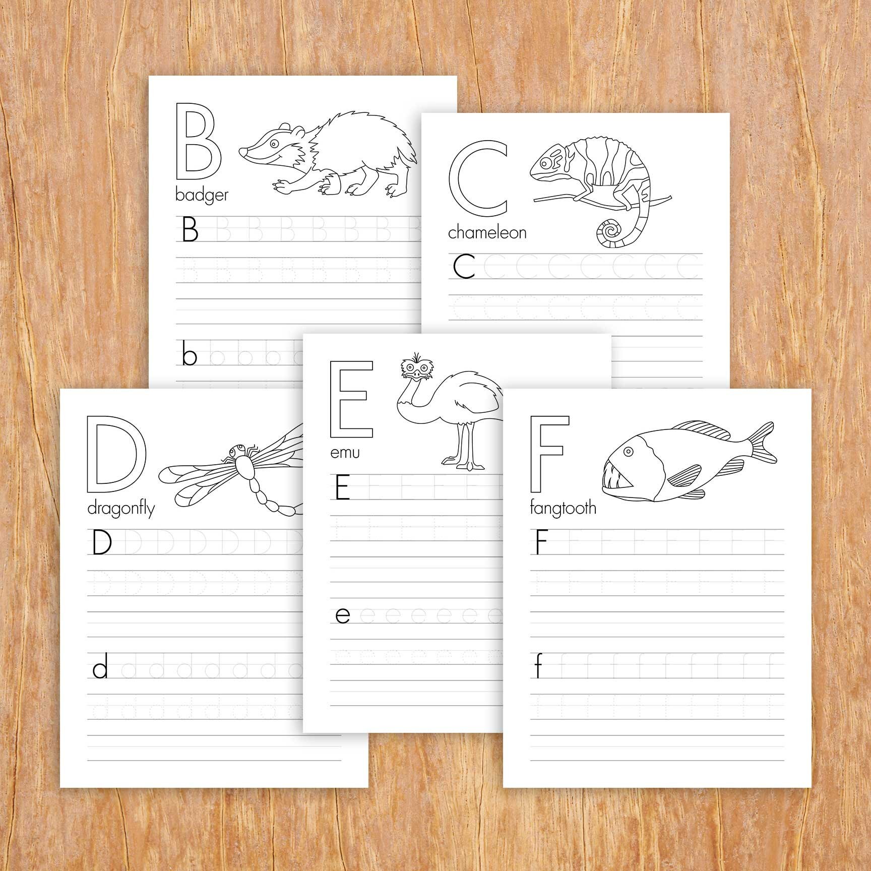 full alphabet tracing sheets printable tracing worksheets etsy