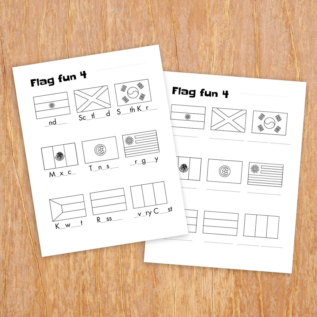 Flag Fun 4, Printable Geography Worksheets - Etsy