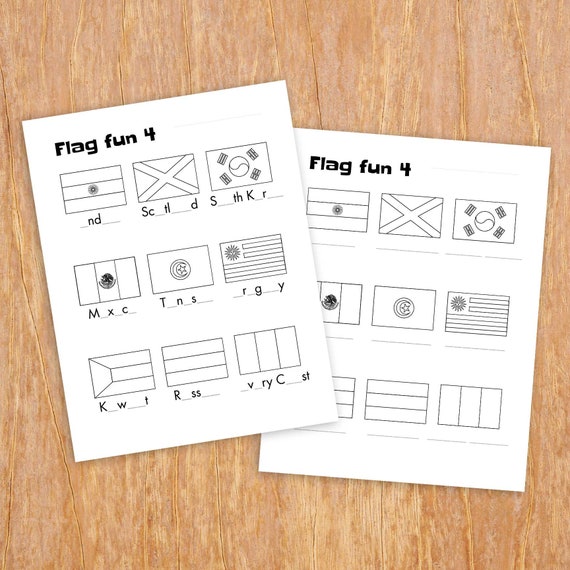 flag fun 4 printable geography worksheets etsy canada