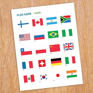 Kids flag game, printable flag activity