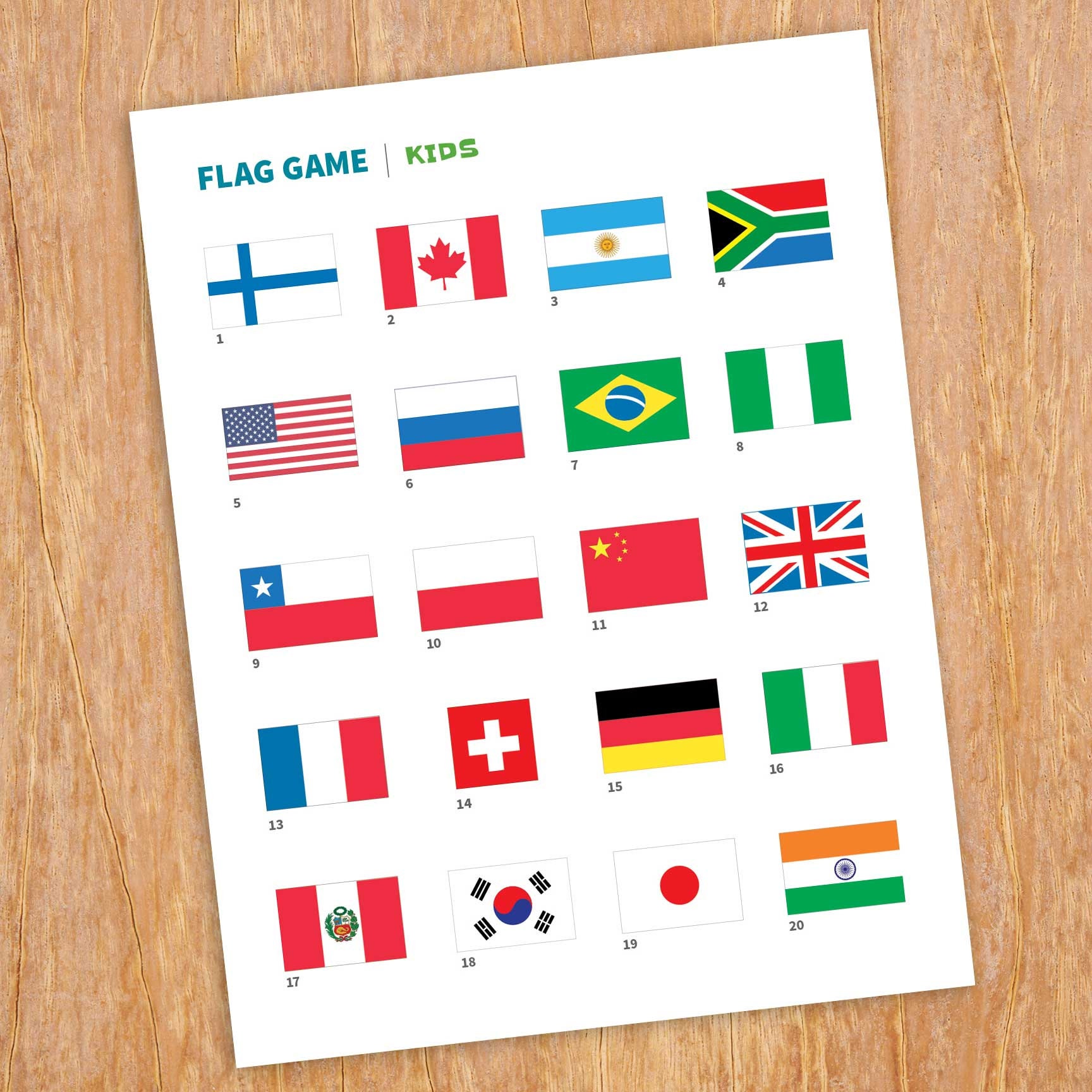 Kids Flag Game Printable Flag Activity 