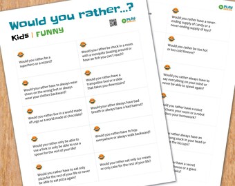 Would you rather cards, printable activity for kids and pre-teens