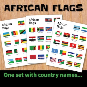 African flag worksheets, printable Africa activity