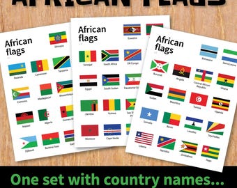 African flag worksheets, printable Africa activity