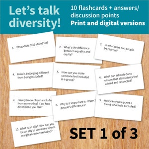 Let's talk diversity SET 1 of 3, DEI discussion questions, print and digital