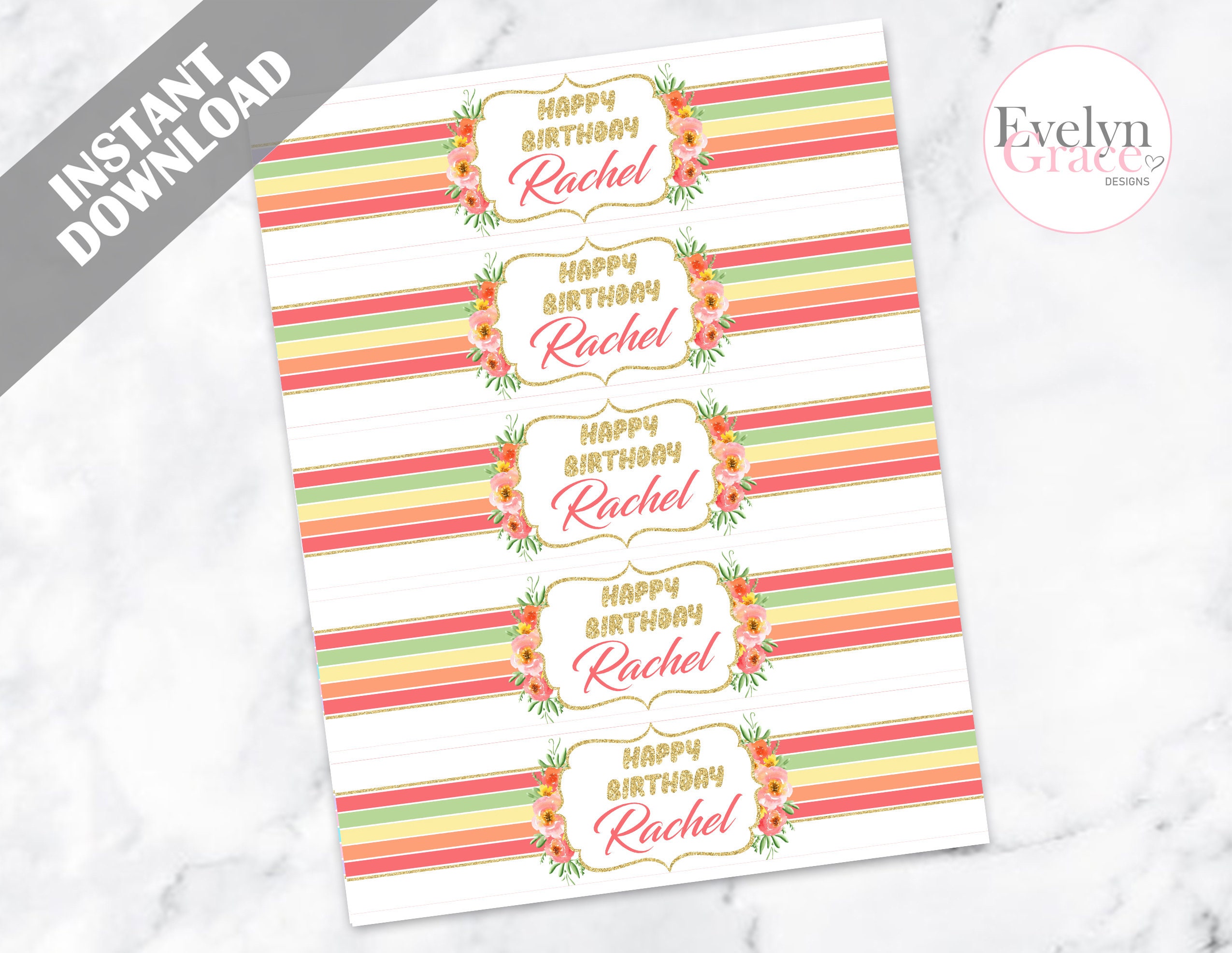 Unicorn water bottle labels free