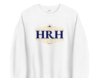 Moletom HRH: Gola redonda inspirada na Família Real