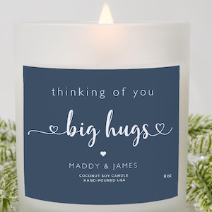 Je pense à vous, cadeau pour un ami, bougie de soja personnalisée, cadeau de Noël, bougie câlins, guérissez bientôt, désolé pour votre perte, commémoration d'un animal de compagnie