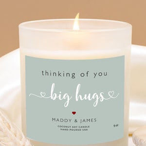 Je pense à vous, cadeau pour un ami, bougie de soja personnalisée, cadeau de Noël, bougie câlins, guérissez bientôt, désolé pour votre perte, commémoration d'un animal de compagnie