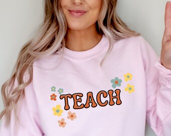 Retro Teacher Sweatshirt,Teacher Gift,Middle School Teacher Shirt,Teacher Gifts,Fall Teacher Shirt,Teach Shirt, Teacher Shirt