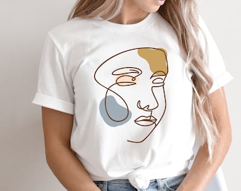 Woman Face Line Art T-Shirt: Modern Graphic Tee