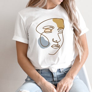 Woman Face T-Shirt, Line Drawing Shirt, Face Line, One Line Art, Plant Woman, Modern Shirt, Graphic Tee,Minimalism Shirt