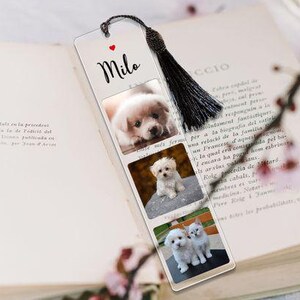 Personalized New Pet Bookmark,Custom Acrylic Bookmark Tassel, Photo Printed Bookends Gift For Her Bookmark Dog Memorial Keepsake Reader Gift