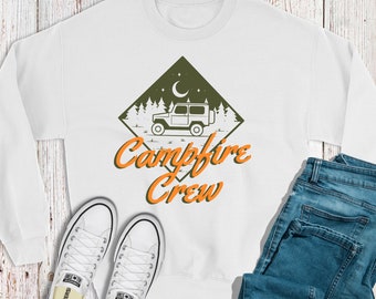 Campfire Crew Neck Sweatshirt: Outdoorsty Graphic Print