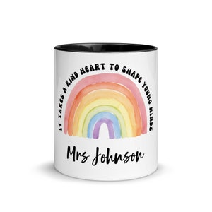 Personalized Teacher Coffee Mug: Rainbow Design, Teacher Appreciation Gift