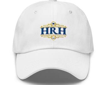 Boné bordado HRH - Inspirado na Família Real, em sarja de algodão.