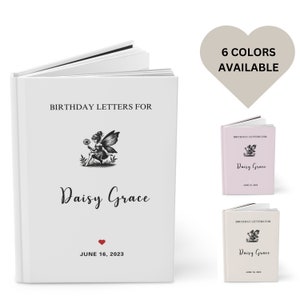Diario de recuerdos de cumpleaños personalizado, libro de recuerdos de cumpleaños personalizado, cartas de cumpleaños a mi hija, hijo, regalo de baby shower, libro de regalo para nueva mamá