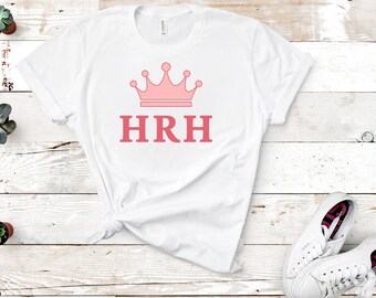 HRH T-shirt in Light Pink - A Collection Inspired by The Royal Family & As seen in PopSugar Holiday Gift Guide queen elizabeth  the queen