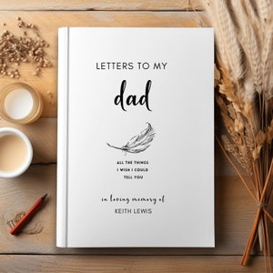 Regalo conmemorativo de papá, pérdida personalizada del diario del padre, pérdida de papá, diario de plumas, carta de regalo a mi padre en el cielo, regalo de simpatía