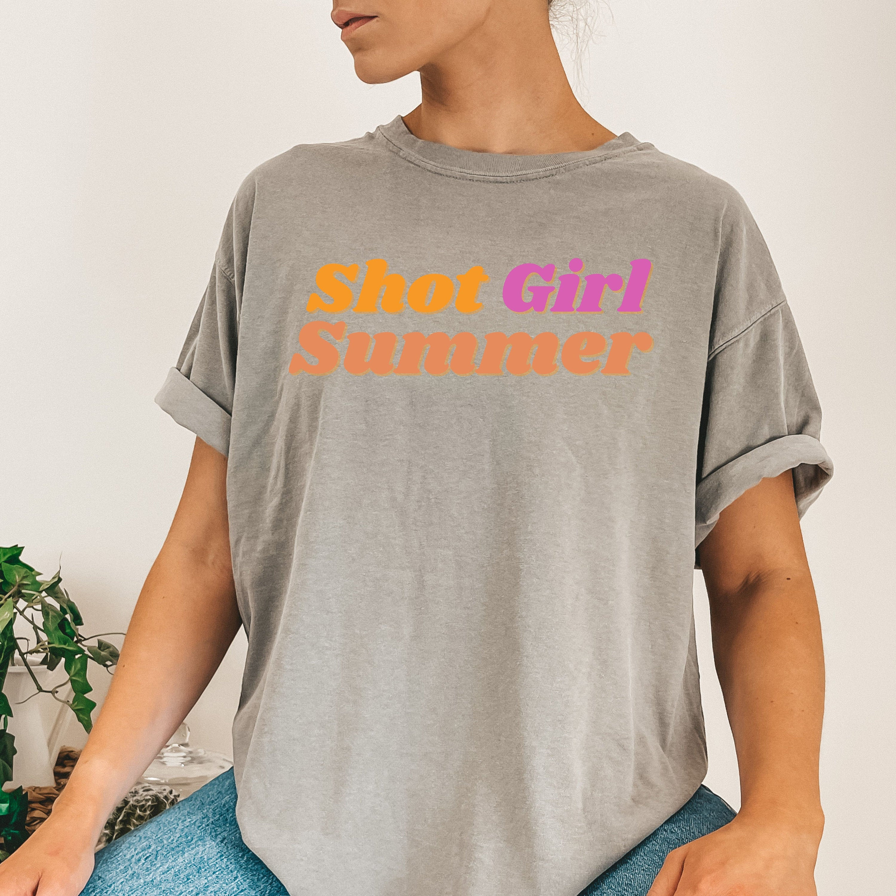 Shot Girl Summer Shirt , Comfort Colors, Soft Tshirt | Summer Shirt,| Fun Vaccinated , Comfort Colors, Retro Holiday Shirt, Oversized Tshirt