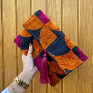 Ikat Clutch Bag, Clutch Bag, Evening Bag, Ikat Bag, Mini Bag, Ikat Handbag, Women Clutch Bag, Purple Orange Blue Clutch, Handmade Gift