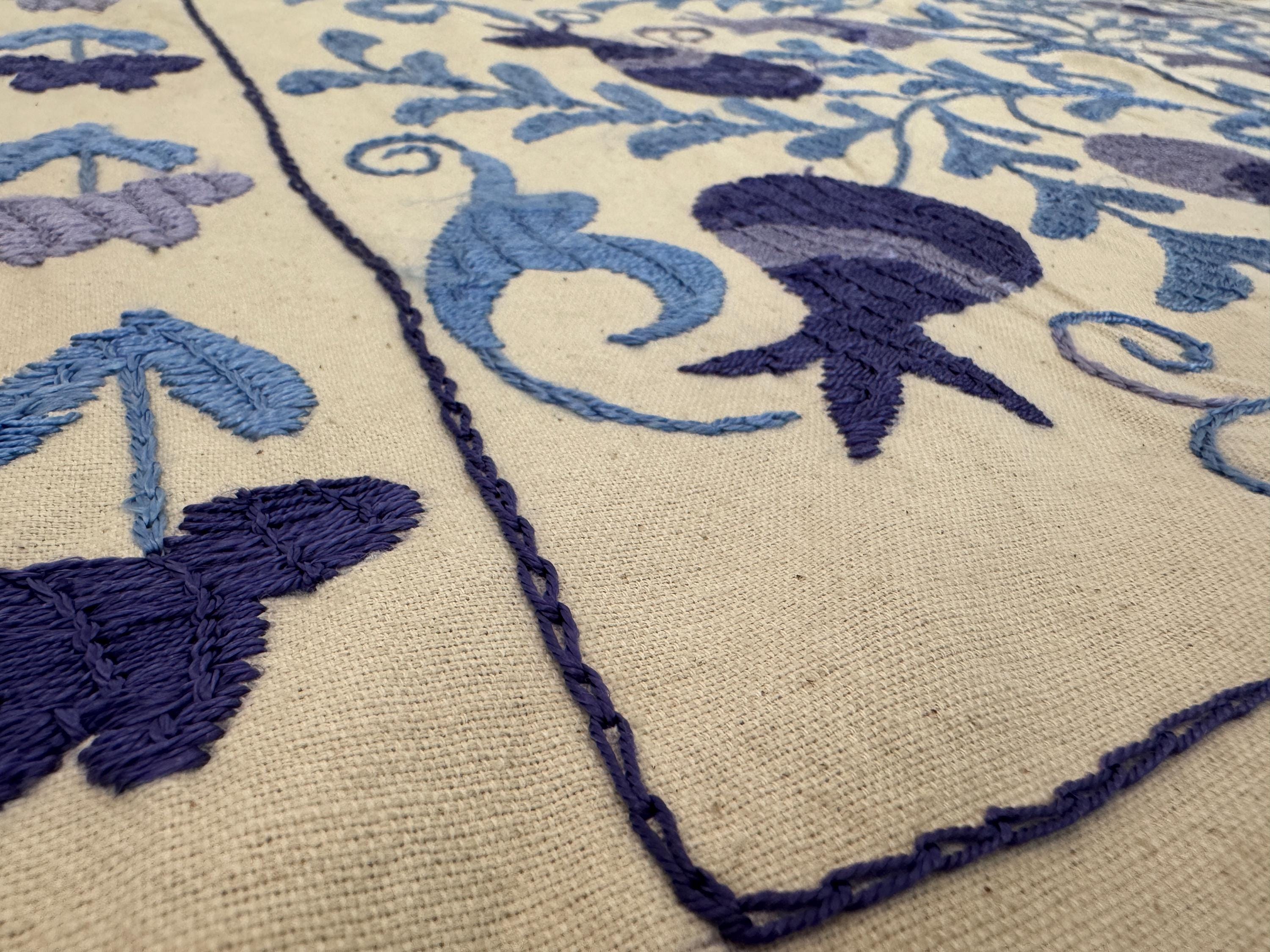 刺繍入りスザニテーブルカバー、ボヘミアン風デコレーション（97 x 95