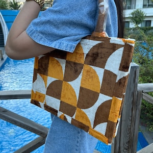 Silk Velvet Ikat Tote Bag: Handwoven Uzbek Shopper