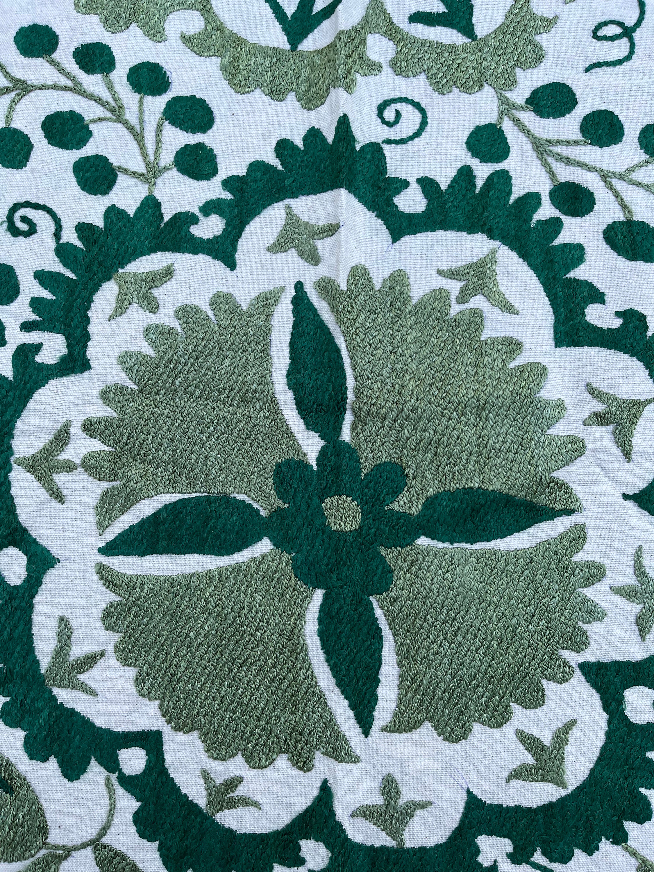 Embroidered Suzani Cover Bohemian Deco Green White - Etsy