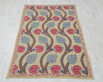 Embroidered Silk Suzani Cover, Bohemian Home Decor (5"x3.2")