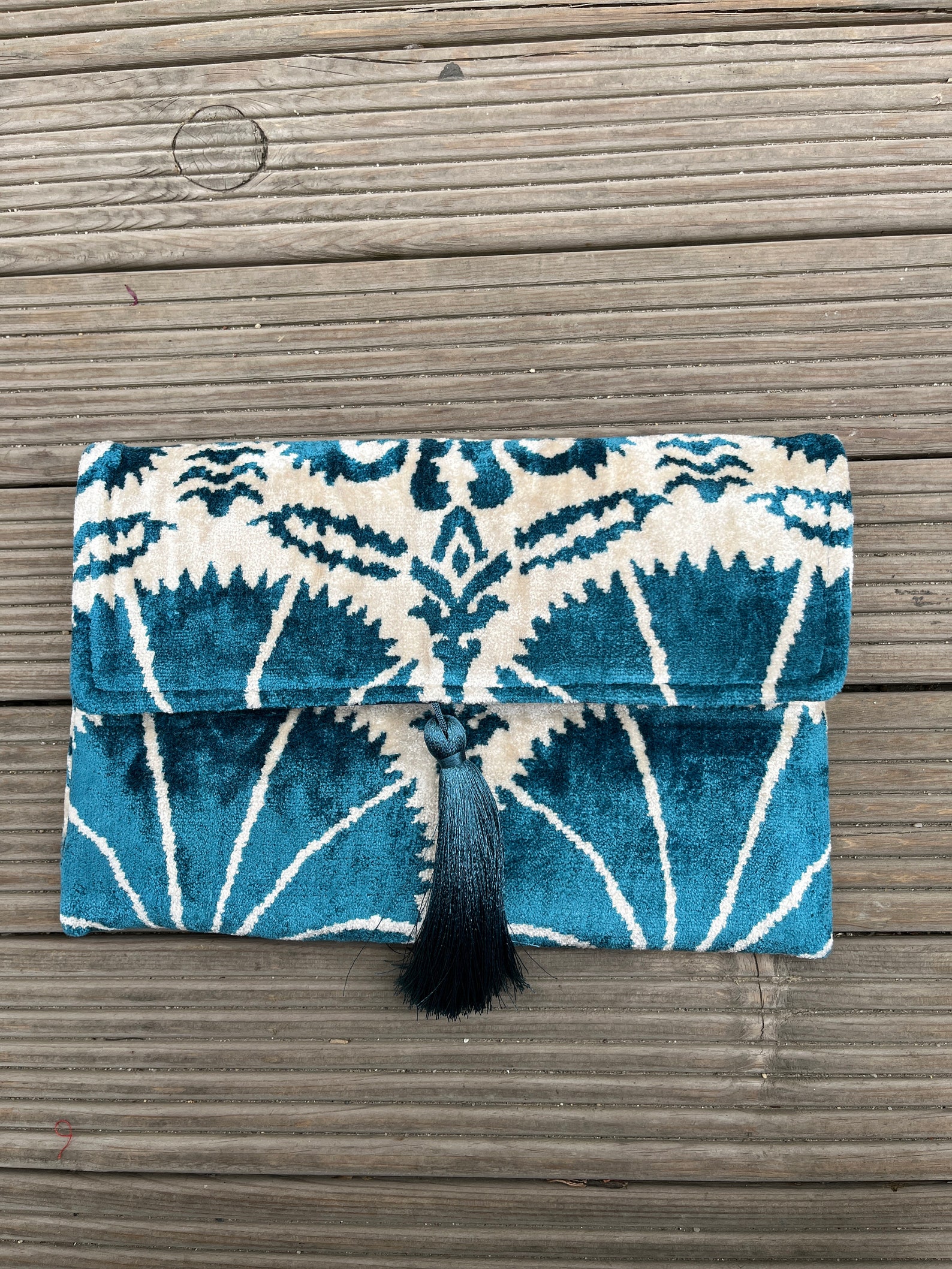 Handmade Silk Ikat Clutch Bag: Blue & White Evening Bag - Etsy