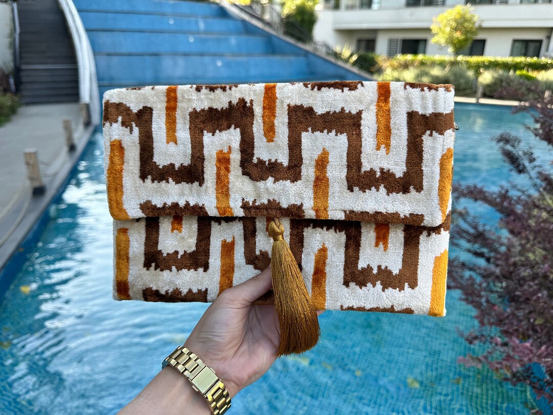 Du Monde Collection - Tisbury Silk Ikat + Guatemalan Textile Clutch - Blue