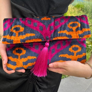 Ikat Clutch Bag, Clutch Bag, Evening Bag, Ikat Bag, Mini Bag, Ikat Handbag, Women Clutch Bag, Blue Black White Clutch, Handmade Gift