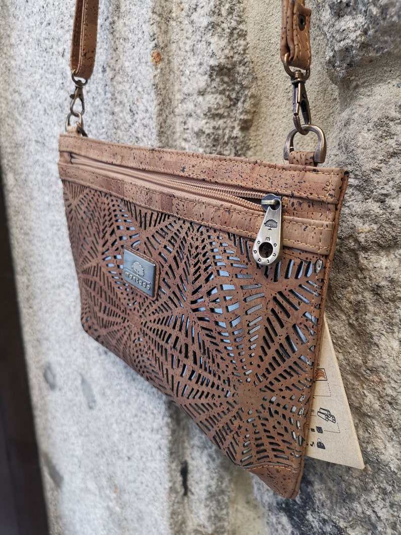 Cork crossbody bag net pattern laser cut Vegan -HandMade in Portugal Woman