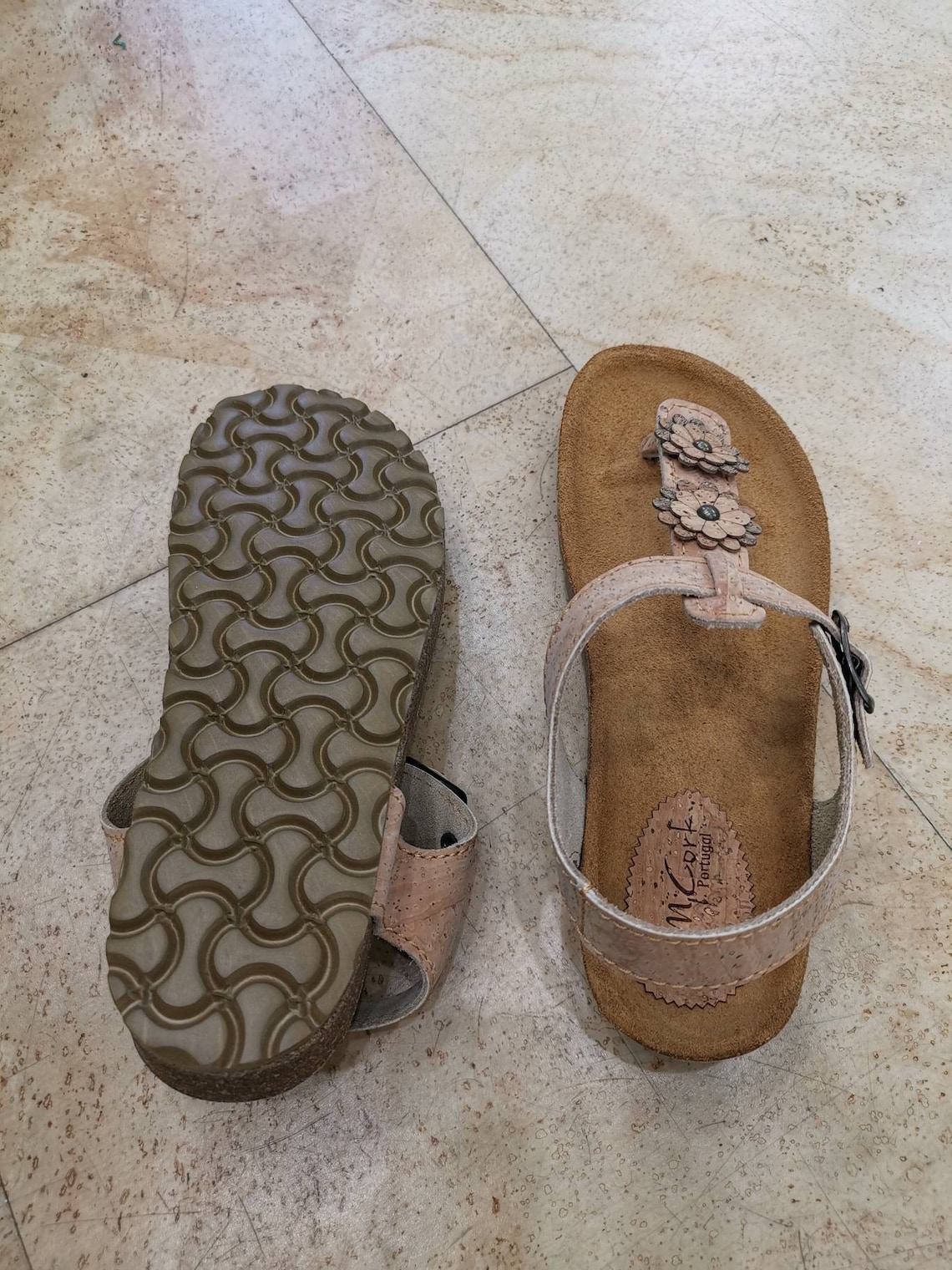 Vegan Cork Sandals Strap Flowers Hand Made Made in Portugal Etsy