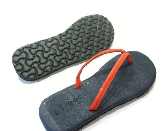 EXCLUSIVE FlipFlop Flip Flop Vegan Cork Hawaiian Blue Red - Handmade from Portugal - man woman kid - summer - beach Footwear - Eco-friendly