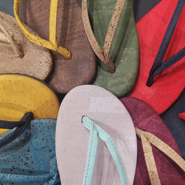 Vegan Cork Flip Flop 8 kleuren - FlipFlop - Toe Sandals - Beach - Eco Friendly - Handgemaakt Portugal