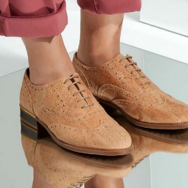 Vegan Oxford Shoes Woman, Cork Shoes Women, Classic Shoes, made in Portugal