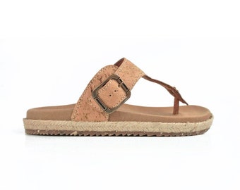 Vegan CORK SANDAL RECYCLED X - recycled materials - Handmade from Portugal - women slip on