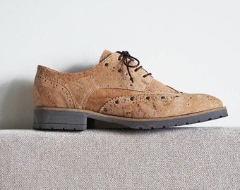 Vegan Oxford Shoes Woman, Cork Shoes Women, Classic Shoes, made in Portugal