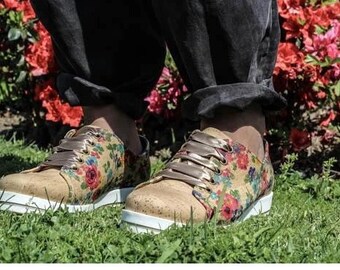 Scarpe casual in sughero Fiore - Scarpe vegane - Sneakers donna - Fatte a mano in Portogallo